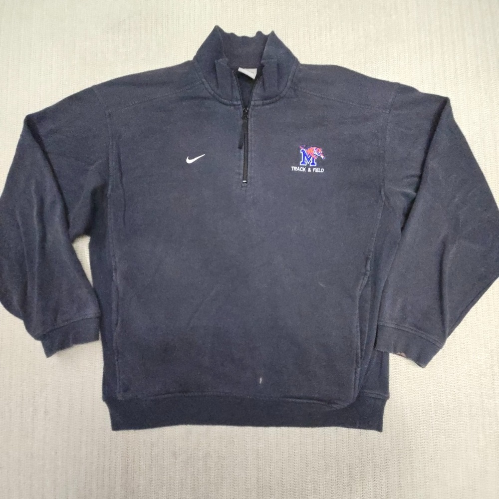 Vintage Nike Memphis Tigers Sweatshirt Mens Medium Blue Pullover 1/4 Zip Fleece
